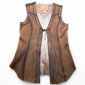 Ryan Michaels Reversible Leather Top/Vest with tie front, S
